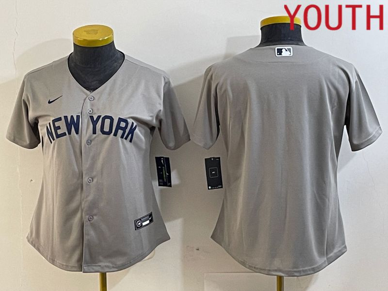 Youth New York Yankees Blank Grey Nike Game 2024 MLB Jersey style 7->women mlb jersey->Women Jersey